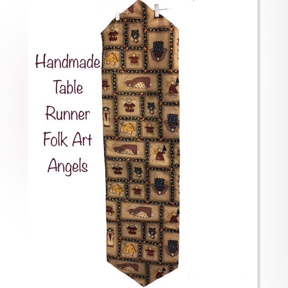 Debbie Mum Angel Folk Art Table Runner, Reversible 14” by 54”🎁 - Picture 1 of 10